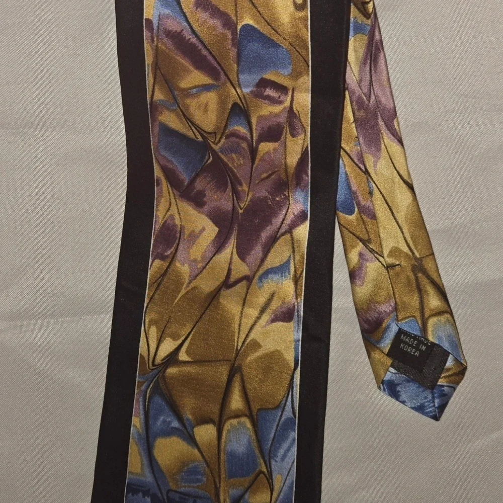 Versailles by Piattelli Silk Necktie Watercolor Swirls‎ Uniques Blues Browns EUC